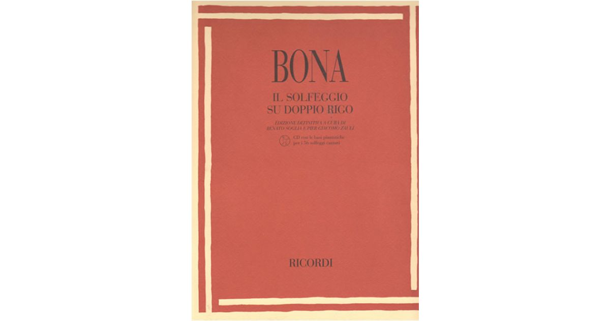 Pasquale RICORDI Bona +CD IL SOLFEGGIO SU DOPPIO RIGO 