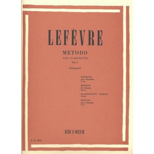RICORDI Lefèvre, Jean Xavier - METODO Per CLARINETTO, Vol 1
