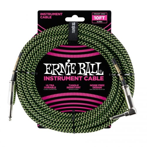 0 Ernie Ball - 6077 Cavo Braided Black/Green 2,5 m