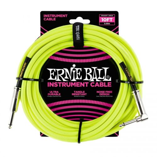 0 Ernie Ball - 6080 Cavo Braided Neon Yellow 2,5 m