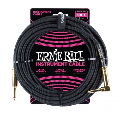 0 Ernie Ball - 6081 Cavo Braided Black Gold Tips 2,5 m