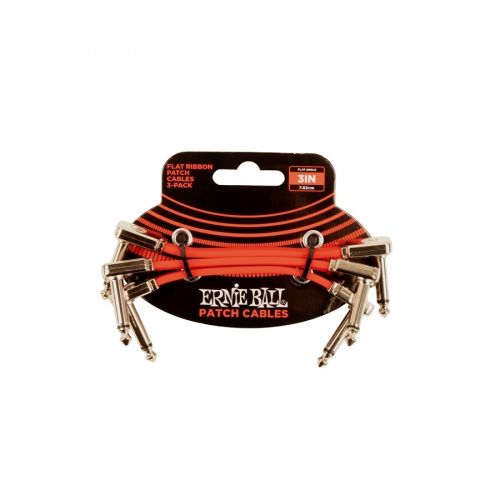 0 Ernie Ball 6401 Flat Ribbon Patch Cable Red 7,62cm 3-Pk