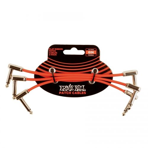 0 Ernie Ball 6402 Flat Ribbon Patch Cable Red 15,24cm 3-Pk