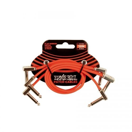 0 Ernie Ball 6403 Flat Ribbon Patch Cable Red 30,48cm 3-Pk