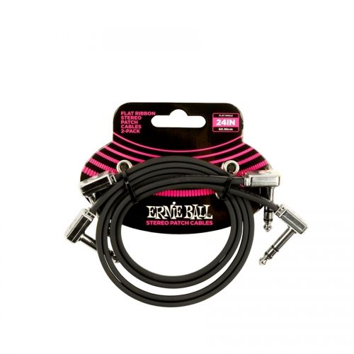 0 Ernie Ball 6406 Flat Ribbon Stereo Patch Cable 60,96cm 2-Pk