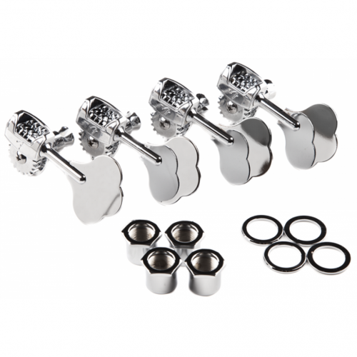 0 FENDER Deluxe F Stamp Bass Tuning Machines (4) Chrome