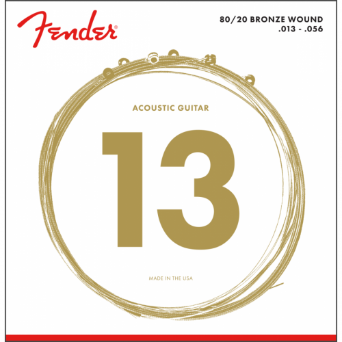 0 FENDER 80/20 Bronze Acoustic Strings Ball End 70M .013-.056 Gauges (6)