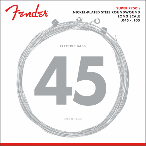 0 FENDER 7250 Bass Strings Nickel Plated Steel Long Scale 7250M .045-.105 Gauges (4)