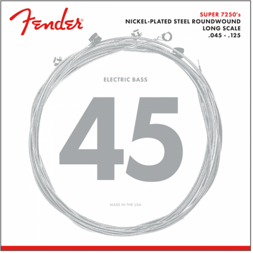 0 FENDER 7250 Bass Strings Nickel Plated Steel Long Scale 7250-5M .045-.125 Gauges (5)