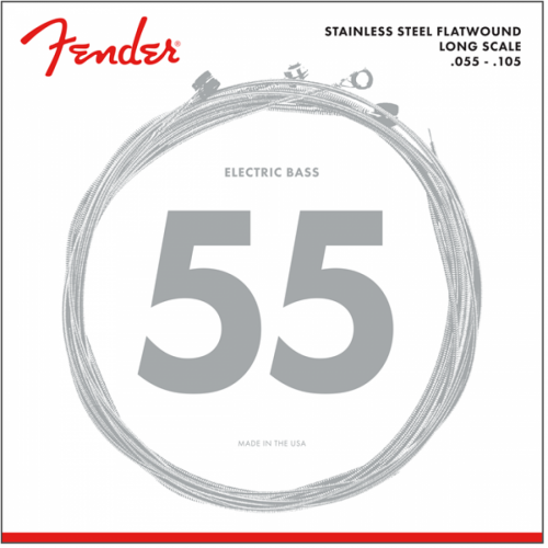 0 FENDER Stainless 9050s Bass Strings Stainless Steel Flatwound 9050M .055-.105 Gauges (4)