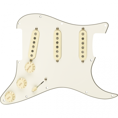 0 FENDER Pre-Wired Strat Pickguard Custom Shop Fat 50s SSS Parchment 11 Hole PG