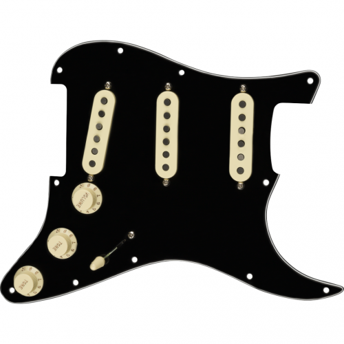 0 FENDER Pre-Wired Strat Pickguard Tex-Mex SSS Black 11 Hole PG