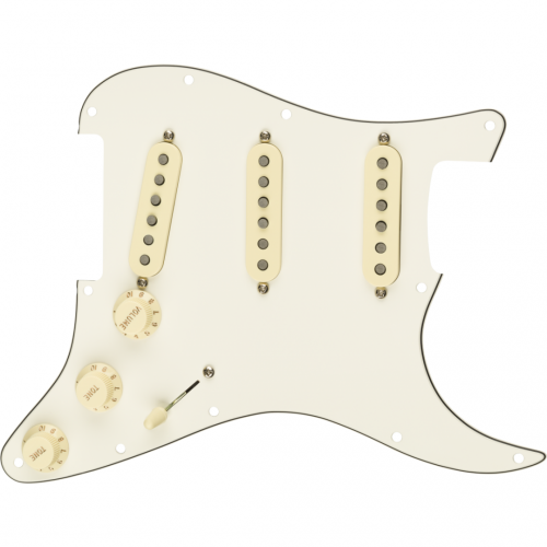 0 FENDER Pre-Wired Strat Pickguard Tex-Mex SSS Parchment 11 Hole PG