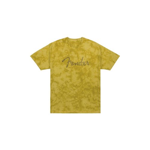 0 Fender Fender Spaghetti Logo Tie-Dye T-Shirt, Mustard, S