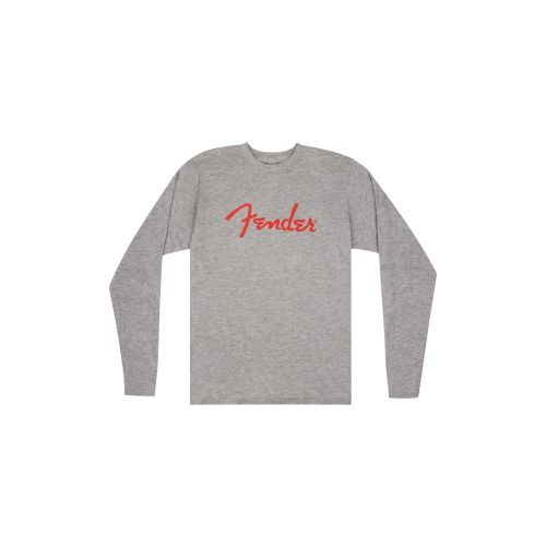 Fender Spaghetti Logo L/S T-Shirt, Heather Gray, XXL