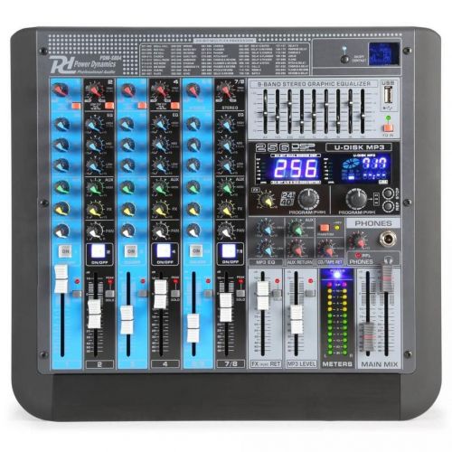 0 Power Dynamics pdm-s804 stage mixer 8ch dsp/mp3
