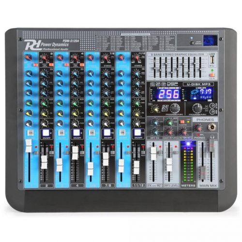 0 Power Dynamics pdm-s1204 stage mixer 12ch dsp/mp3