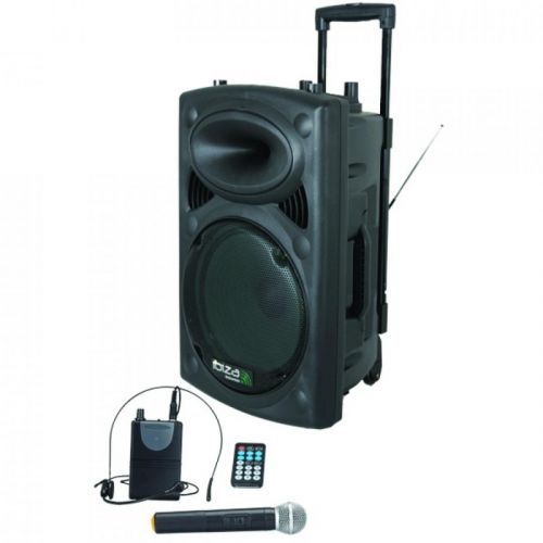 0 Ibiza PORT12UHF-BT Portable Stand-alone PA System with USB, VOX, Bluetooth, and 2x Wireless UHF Mics