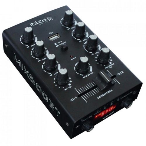 0 Ibiza MIX500BT 2-Channel USB Mixer with Bluetooth