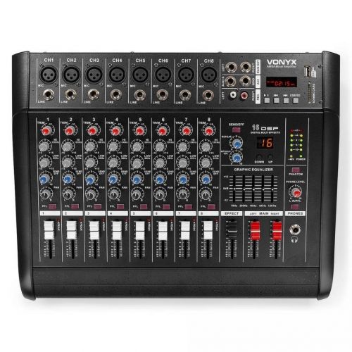 Vonyx am8a 8 channel amplified mixer bt