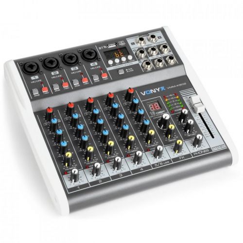 0 Vonyx VMM-K602 Music Mixer 6Ch/BT/Echo/USB Rec.