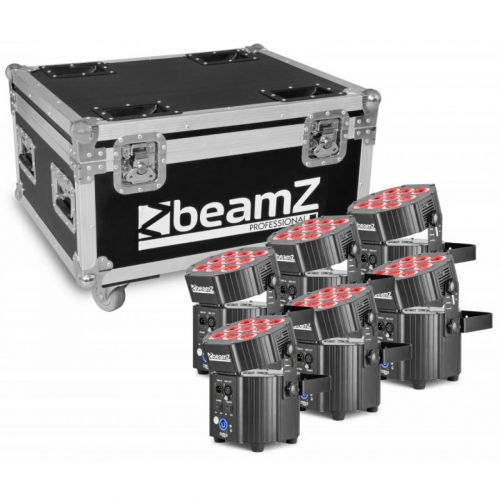 0 BeamZ BBP60 Uplighter Set, 6 pieces in Flightcase with Charger