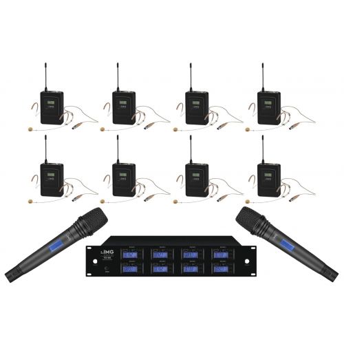 IMG Sistema Microfonico Wireless Professionale 1000 Canali UHF / 8 Headset / 2 Palmari