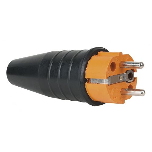 Showtec - Rubber Schuko 230V/240V CEE7/VII Connector Male - Arancione