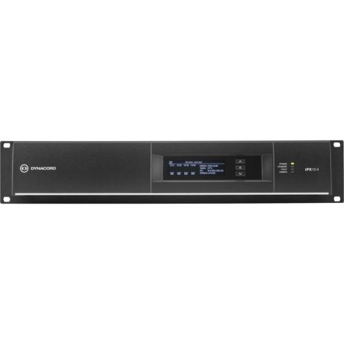 DYNACORD IPX10:4 DSP power amplifier 4x2500W @ 4 ohms, OMNEO, 8 Dante-, 4 analog inputs, hi-z direct drive, GPIOs, euro-block connectors 100-240V