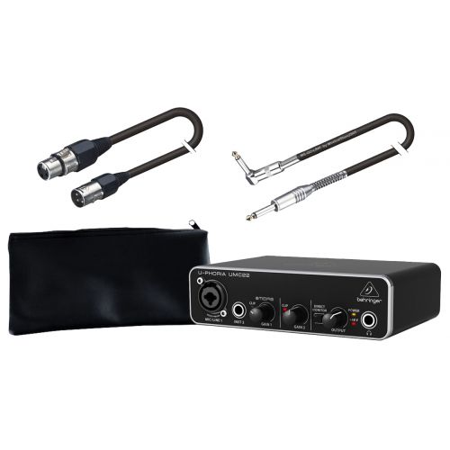 BEHRINGER ADVANCED RECORDING PACK Scheda Audio USB / Cavo XLR/XLR 5mt / Cavo Jack/Jack Angolato 6.3mm 6mt