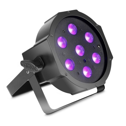 Cameo FLAT PAR CAN 7X3W UV IR - Faro PAR da 7 LED UV da 3 W di alta potenza, cassa nera