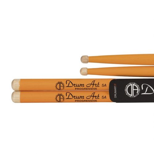 Drum Art Hickory 5A Progressive - Coppia di Bacchette Batteria Arancioni Punta a Botte