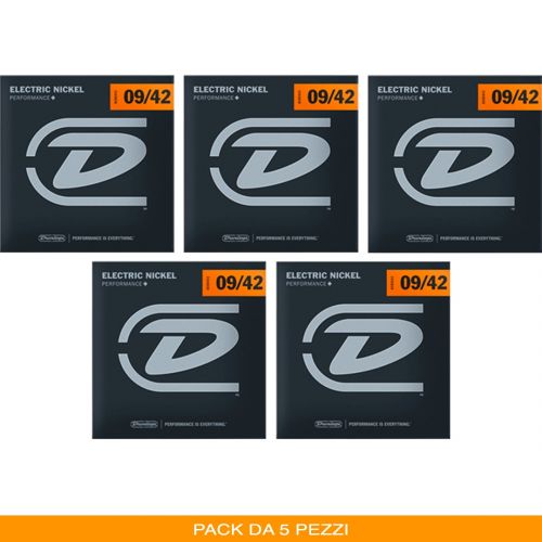 Dunlop Performance+ 09/42 Pack da 5 Mute di Corde per Chitarra Elettrica