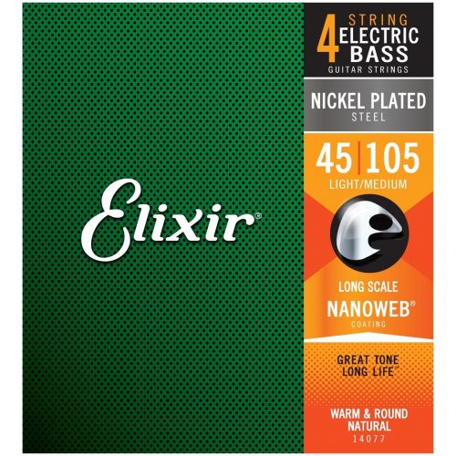 Elixir 14077 ELECTRIC BASS NICKEL PLATED STEEL NANOWEB