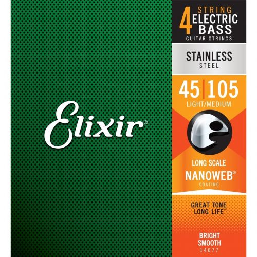 Elixir 14677 ELECTRIC BASS STAINLESS STEEL NANOWEB Corde / set di corde per basso