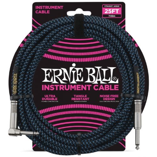 Ernie Ball Cavo per Strumenti Black/Neon Blue 7.62mt