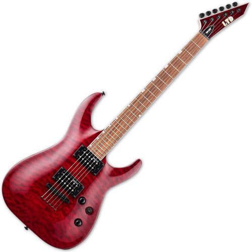 ESP LTD MH-200QM NT See Thru Black Cherry - Chitarra Elettrica Rossa Double Cut Ponte Fisso