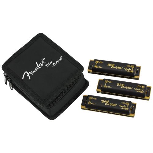 FENDER Blues DeVille Harmonica Pack of 3 with Case
