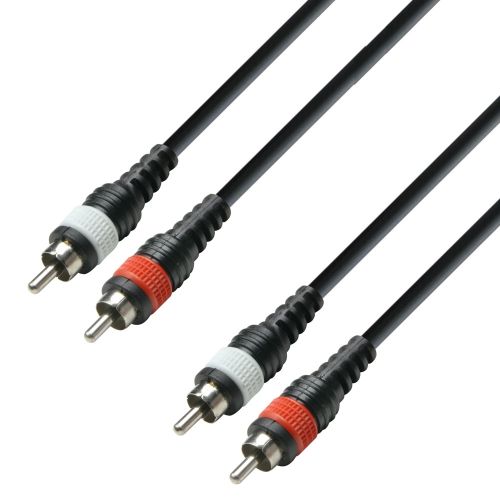 Adam Hall Cables K3 TCC 0100 M - Cavo audio rivestito 2 x connettore RCA a 2 x connettore RCA, 1 m