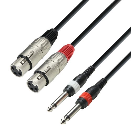 Adam Hall Cables K3 TFP 0100 - Cavo 2 x presa XLR a 2 x connettore jack mono da 6,3 mm, 1 m