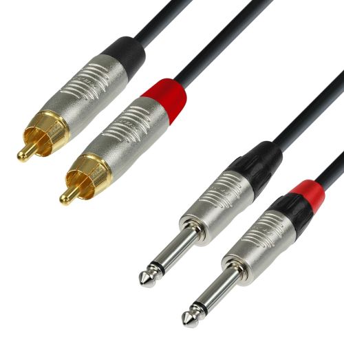 0 Adam Hall Cables K4 TPC 0060 - Cavo audio REAN 2 x RCA maschio a 2 x jack mono da 6,3 mm 0,6 m