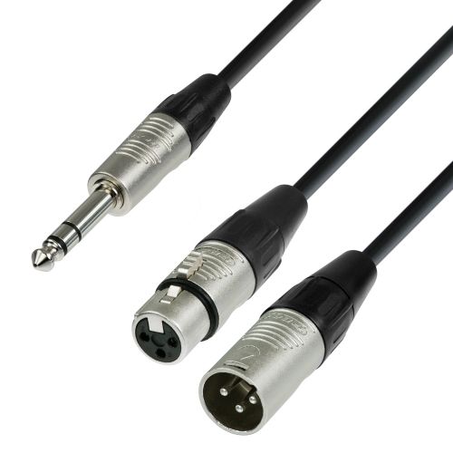 0 Adam Hall Cables K4 YVMF 0180 - Cavo audio REAN jack stereo da 6,3 mm a 1 x XLR maschio e 1 x XLR femmina 1,8 m