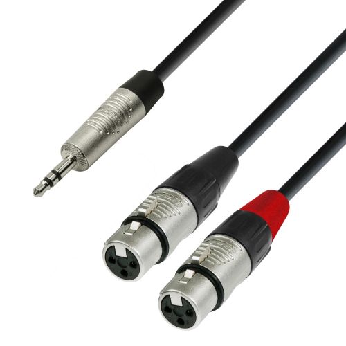 Adam Hall Cables K4 YWFF 0180 - Cavo audio REAN jack stereo da 3,5 mm a 2 x XLR femmina 1,8 m