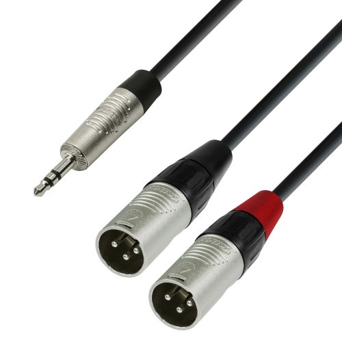 0 Adam Hall Cables K4 YWMM 0180 - Cavo audio REAN jack stereo da 3,5 mm a 2 x XLR maschio 1,8 m