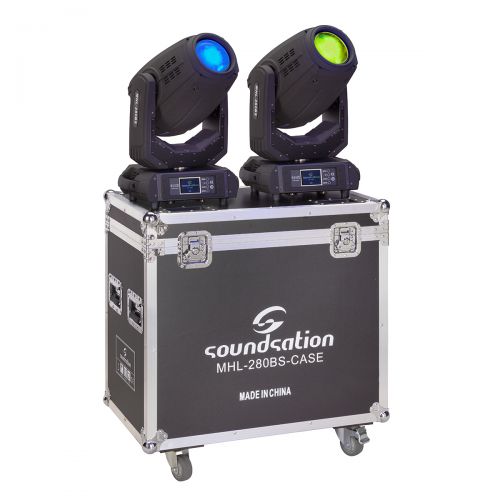 0 SOUNDSATION - Set 2 Teste Mobili Beam&Spot con lampada standard 10R da 280W e Flight case