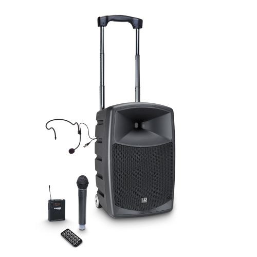 0 LD Systems ROADBUDDY 10 HBH 2 - Battery-Powered Bluetooth Speaker with Mixer, Wireless Microphone, Bodypack and Headset