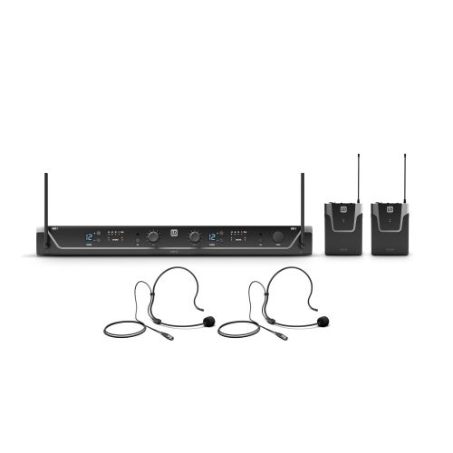 0 LD Systems U308 BPH 2 - Dual - Sistema microfonico senza fili con 2 x Bodypack e 2 x Auricolar - 863 - 865 MHz + 823 - 832 MHz