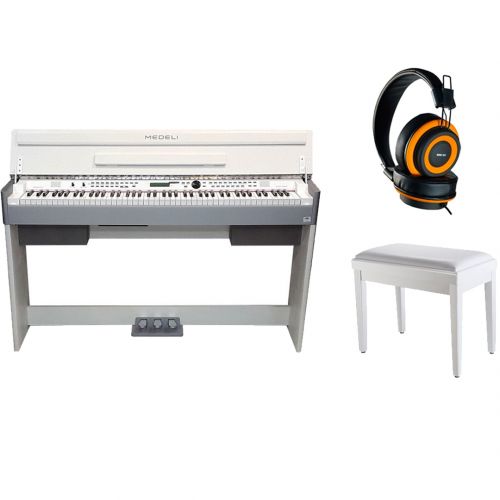 Medeli CDP 5200 WH Set - Pianoforte Digitale Bianco / Panchetta / Cuffie