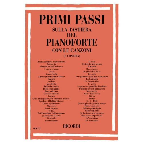 1 Ricordi Primi Passi sulla Tastiera del Pianoforte con le Canzoni