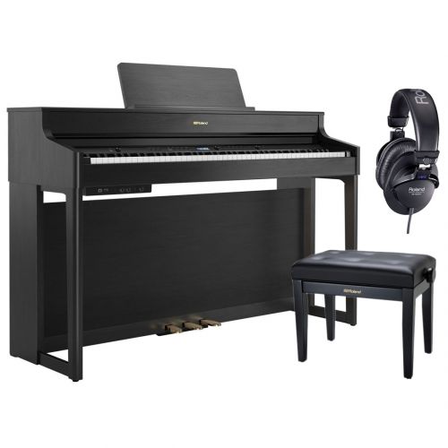 Roland HP702 Charcoal Black Home Set - Pianoforte Digitale con Panca e Cuffie